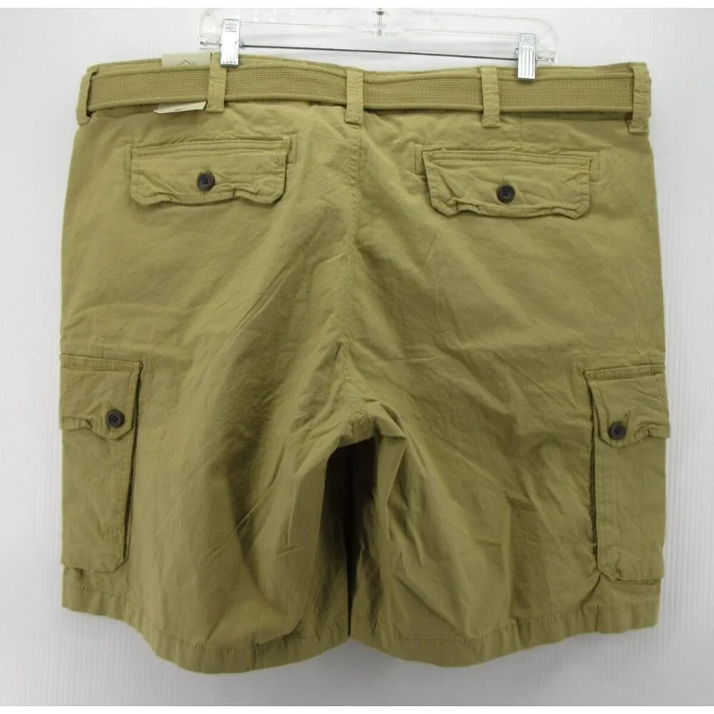 St Johns Bay Shorts 44 Khaki Olive Cargo Ripstop Stretch Belted NEW